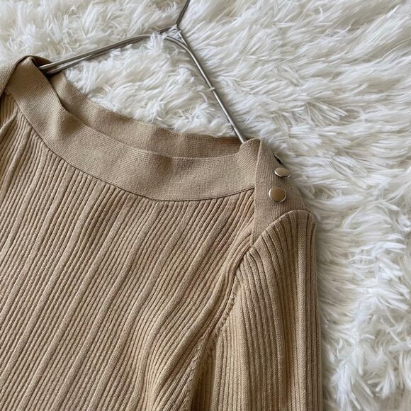 Natya Boat Neck Rib Knit Size M Tan - Picture 2 of 6